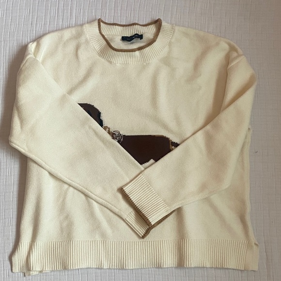 CALLIGRAPHIE Charming Cream Sweater with Dachshund Motif - Picture 5 of 10